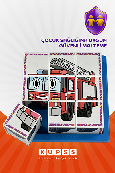 KÜPSS Çalışkan Araçlar Küp Puzzle - 6 Farklı Yapboz