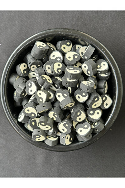 Bijumix Aksesuar 25 Adet 10mm Polimer Kil Fimo Renkli Kalp Figürlü Ying Yang ...