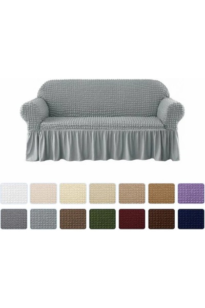 Uy Style طقم أريكة ملفوفة 3 مقاعد مع تنورة ومرونة - غطاء أريكة وسرير أريكة