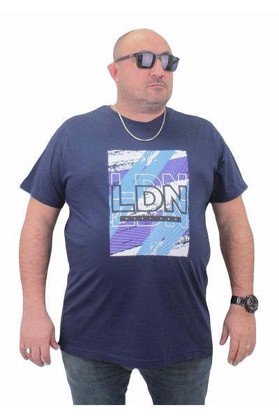 MocGrande Tricou pentru bărbați cu decolteu mare LDN 23183 Marin