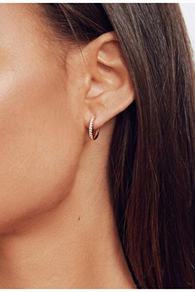 LİNOVE JEWELLERY Gümüş C Taşlı Küpe, 925 Ayar Gümüş Küpe Üzeri Altın Kaplama,...