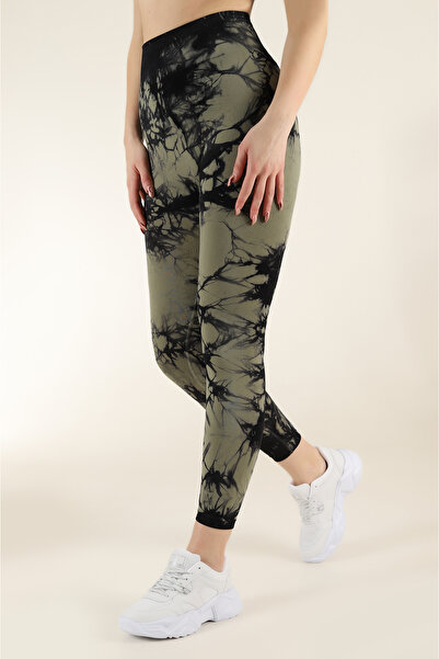 Zeynos Giyim Αθλητικά κολάν χωρίς ραφές Push-up Gathering Tie-Dye Pattern