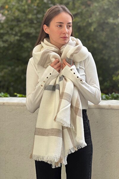 novon Plaid Thin Striped Puff Scarf