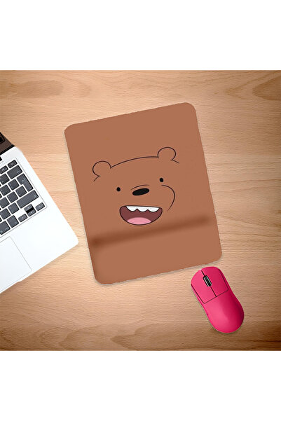 UcuruStore Χαριτωμένο ορθογώνιο mouse pad με σχέδιο καφέ αρκούδας και στήριγμ...