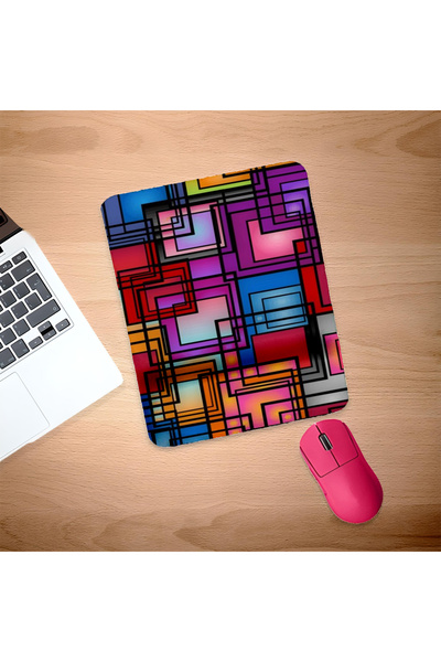 UcuruStore Πολύχρωμα τετράγωνα Ορθογώνιο Mouse Pad με Στήριγμα Καρπού
