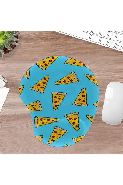 UcuruStore Cute Pizzas Blue Mouse Pad oval decupat cu suport pentru întregul ...
