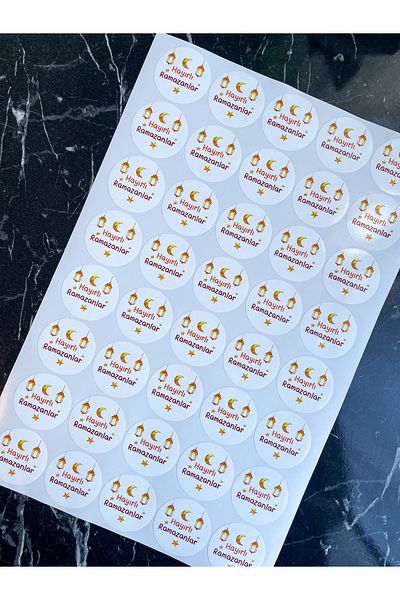 Hayal.kirtasiyesi Ramadan Sticker 40 Pieces 4 Cm Sticker Happy Ramadans Adhesive Sticker Opaque Gift Sticker