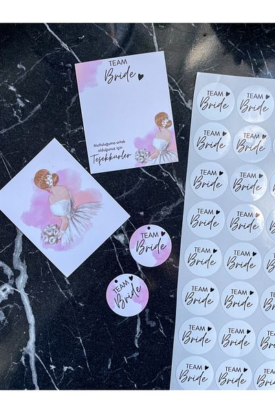 Hayal.kirtasiyesi Team Bride Bracelet Card 20 Pieces 10x8 Cm (WITHOUT BRACELET) Gift Card Lucky Bracelet Gift