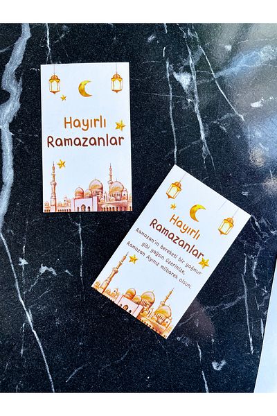 Hayal.kirtasiyesi Ramadan Note Card 30 Pieces 5x8 Cm Reversible Happy Ramadans Gift Card Thank You Card