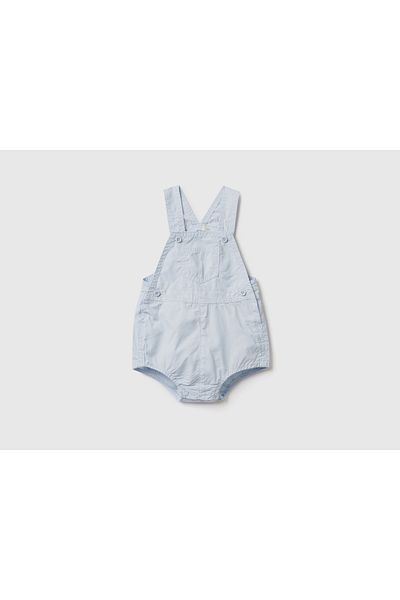 United Colors of Benetton Baby Powder Blue Chest Pocket Shorts Salopet