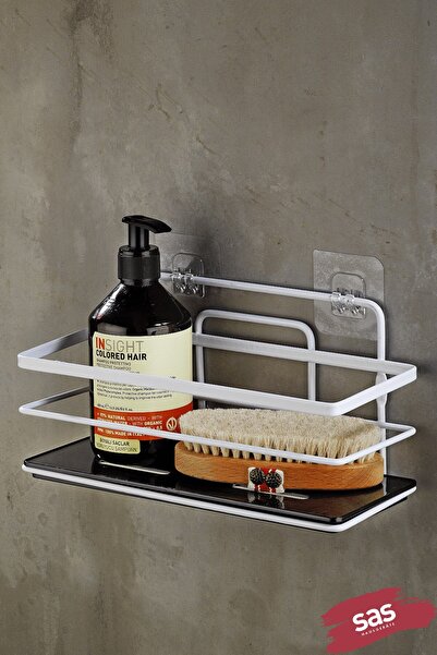 Sas Haus Tekli Ayarlanabilir Banyo Duş Rafı – Kristal Şampuanlık (Yapıştır/Vi...