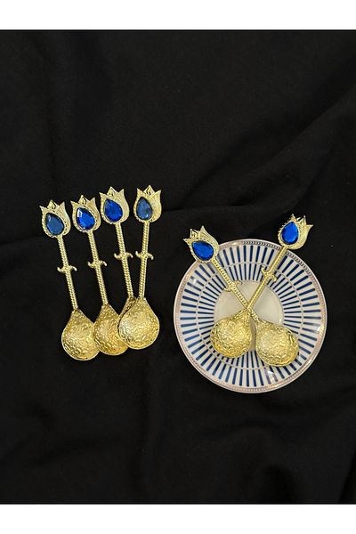 CHANCE GİFT Vintage 6-Piece Tea & Coffee Spoon Decorative Diamond Jewelled Spice Jam Presentation Spoon