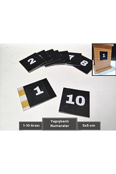 Şeffaf Etiket Yapışkanlı PVC İsimlik  Etiketlik ve 1-10 Siyah Numaralar Peçet...
