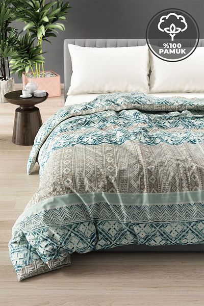 Canisa Atlas Series Ethnic Patterned 100% Cotton Elastic Double Duvet Cover Set with Sheets