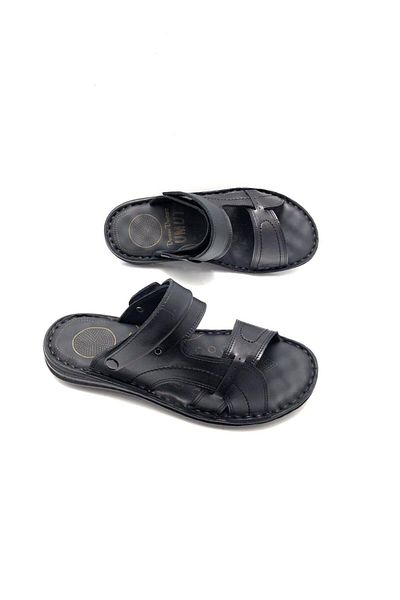 Deritarz Genuine Leather Full Orthopedic Massage Men's Slippers