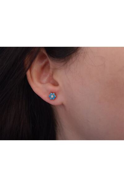 Sirius Pırlanta Kadın Firuze Taşlı Papatya Pırlanta Küpe