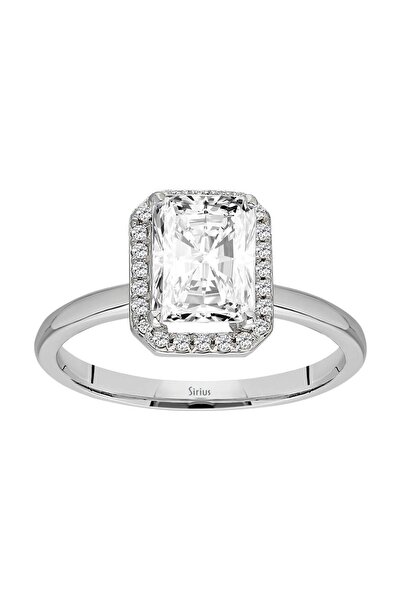 Sirius Pırlanta Pırlanta Ve Emerald Kesim Beyaz Safir Tektaş Yüzük
