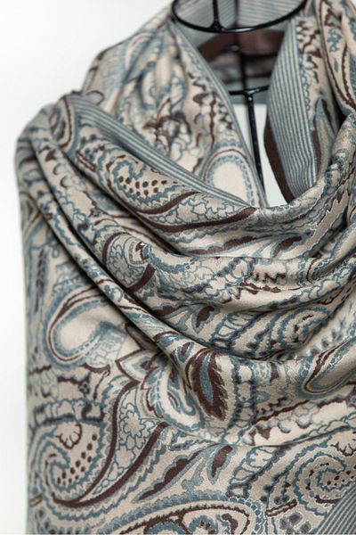 MAWLANA CASHMERE & SILK MODAL CASHMERE JACQUARD SHAL (WITH BAZLI)
