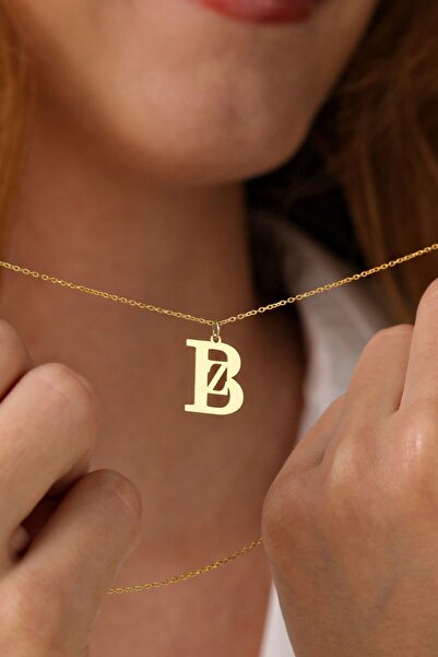HomSilverjewelry 925 Ayar Gümüş Iç Içe Geçmiş Harfli Tasarım Kadın Kolye