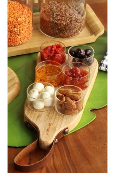 Bambum Mini Borosilicate Glass Sauce Bowl Set with Bamboo Presentation Holder...