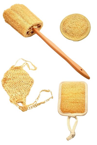 xdeonss Natural Pumpkin Fiber 4-Piece Bath Bath Washcloth Set (FACE, BODY, BACK) Set3