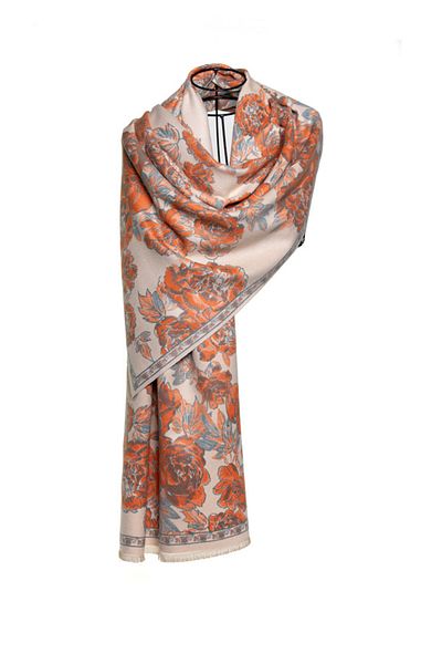 MAWLANA CASHMERE & SILK MODAL CASHMERE JACQUARD SHAL (FLOWERY)