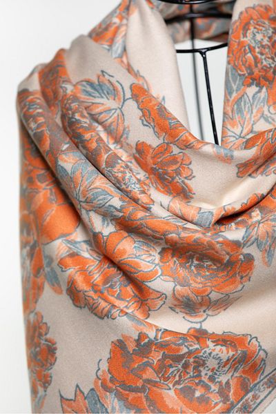 MAWLANA CASHMERE & SILK MODAL CASHMERE JACQUARD SHAL (FLOWERY)