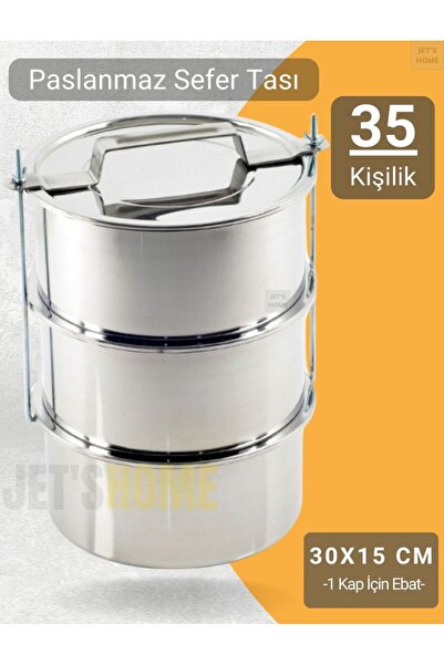 Jet's Home 3’lü Sefer Tası 30*15 cm Yemek Taşıma Kabı Paslanmaz Çelik No:10