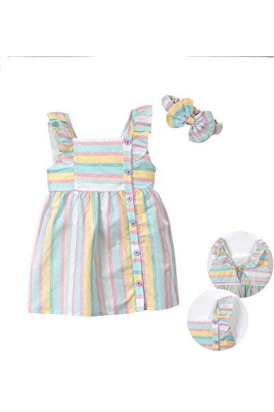 morwind Girl's Summer Dress Candy Dress with Bandana and Back Detail