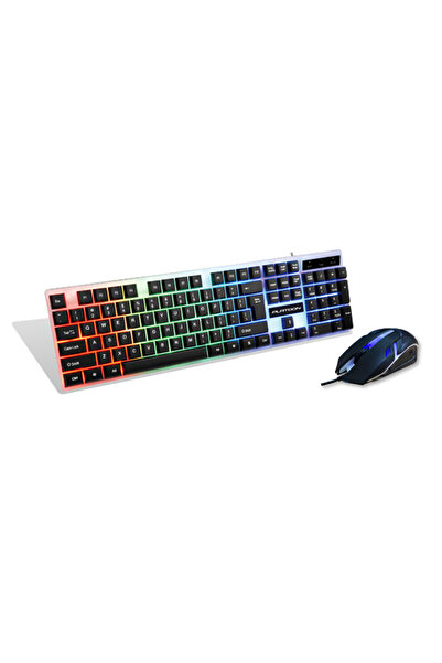 Platoon RGB Işıklı Kablolu Klavye Mouse Set Oyuncu Klavye Mouse Yüksek