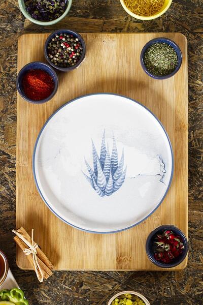 M'art Home Cera Blue Cactus Pasta Tabağı- Tekli 20 cm.