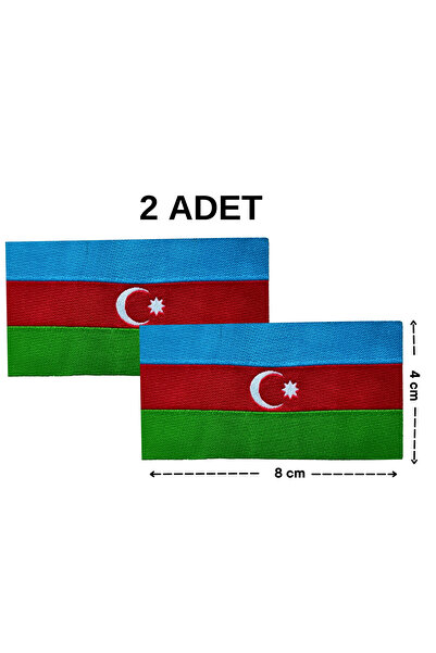 Megas Etiket Ütü ile Yapışan Azerbaycan Bayrak Dokuma Arma/Yama