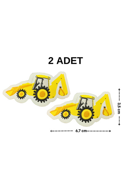 Megas Etiket Ütü ile Yapışan İş Makinası - Ekskavatör Dokuma Arma/Yama
