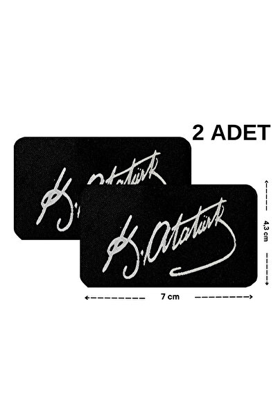 Megas Etiket Ütü ile Yapışan ATATÜRK İmzası Dokuma Arma/Yama