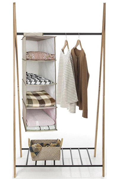 Emofom Tower Closet Hanging 4-Compartment Organizer Folding Organizer (24 cm x 29 cm x 64 cm)