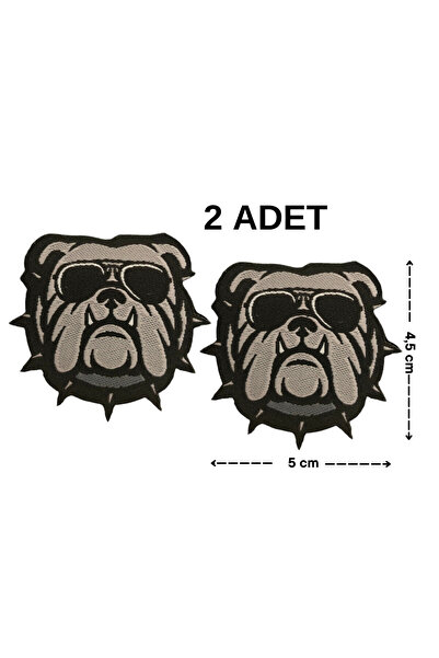 Megas Etiket معطف/رقعة منسوجة على شكل كلب بولدوج مع نظارات قابلة للالتصاق بال...