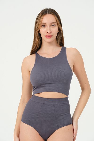 FOREVER MORE Ribbed Recovery Effect Women's Crop Tank Top