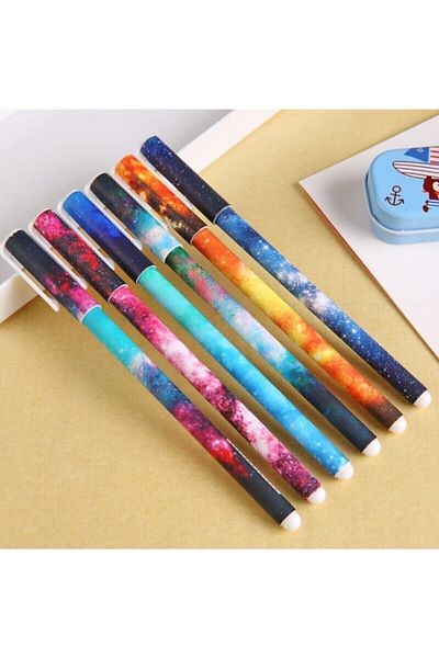 Lexi Bella Galaxy Planet 6-Piece Colorful Ballpoint Pen Set Galaxy Planet Star Pattern Ballpoint Pen Set