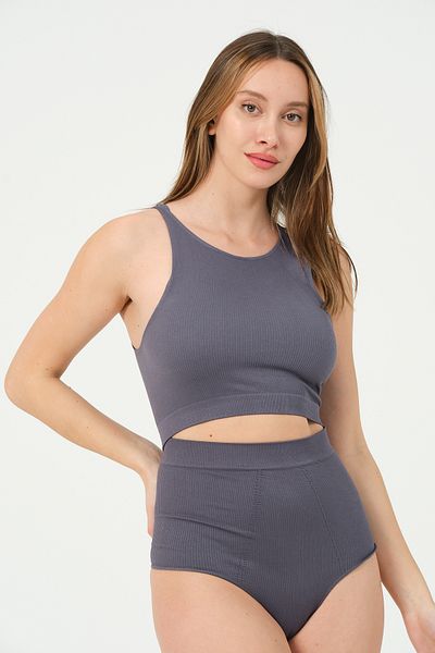 FOREVER MORE Ribbed Recovery Effect Women's Crop Tank Top