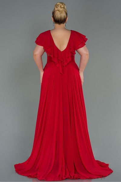 Abiyefon Red Slit Long Evening Dress Abu032