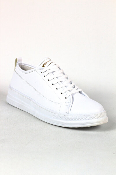 Mida Shoes White Leather Lace-Up Men's Sneakers