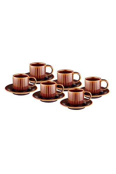 İSTANBUL PORSELEN Lev 6-Piece Coffee Cup Set Brown