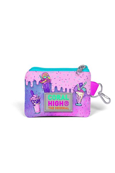 Coral High 21878 Model Pink Purple Milkshake and Ice Cream Pattern Children's Coin Bag
