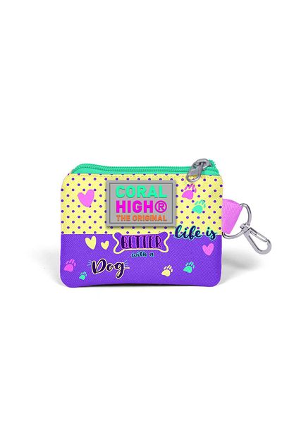 Coral High Yellow Pink Dog Pattern Cute Money Bag for Kids - 21881