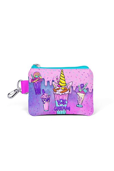 Coral High 21878 Model Pink Purple Milkshake and Ice Cream Pattern Children's Coin Bag