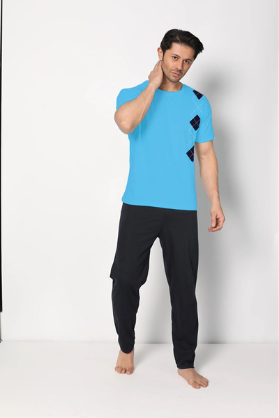 Ayans Pijama Summer Cotton Combed (μονό ζέρσεϊ) Ανδρικό Σετ Πυτζάμες