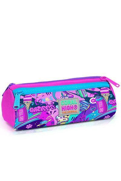 Coral High 22060 Μοντέλο Graffiti Τσάντα στυλό τριών διαμερισμάτων με σχέδια - Παιδική