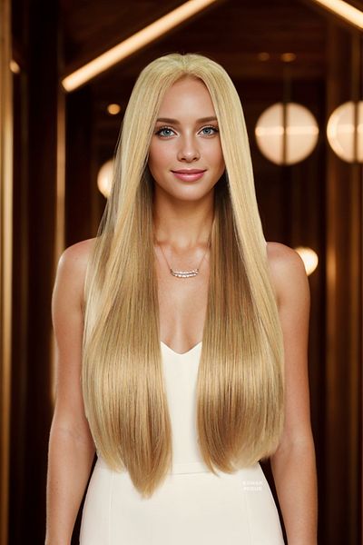 KONAK PERUK Straight Fiber Synthetic Tulle Wig with Caramel and Platinum Highlights