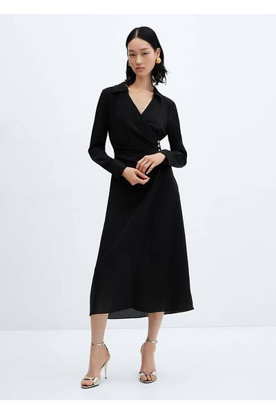 MANGO Woman Rochie cu croiala infasurata si nasture