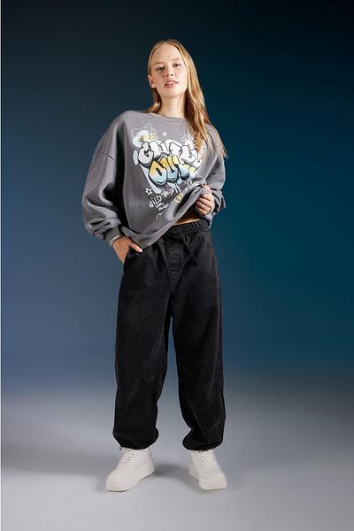 DeFacto Coool Oversize Wide Fit Crew Neck Printed Thick Fabric Sweatshirt B5716Ax23Wn
